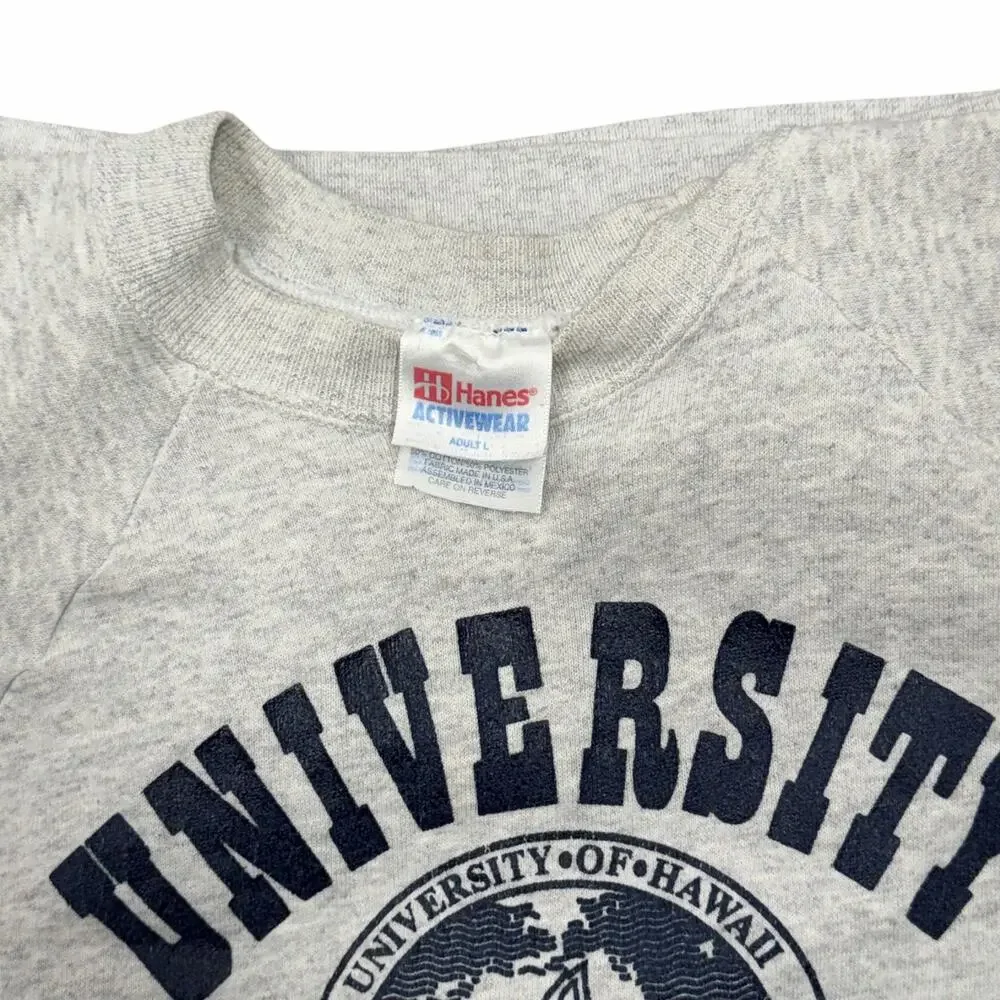 Vtg Rare 80’s University of Hawaii Hanes Fleece Crewneck Sweater Size Large